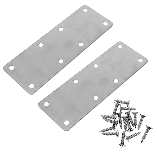 SOLUSTRE Stainless Steel Corner Bracket Kit 2 Pcs Heavy Duty Easy to Install Flat Straight Brace for Furniture Repair