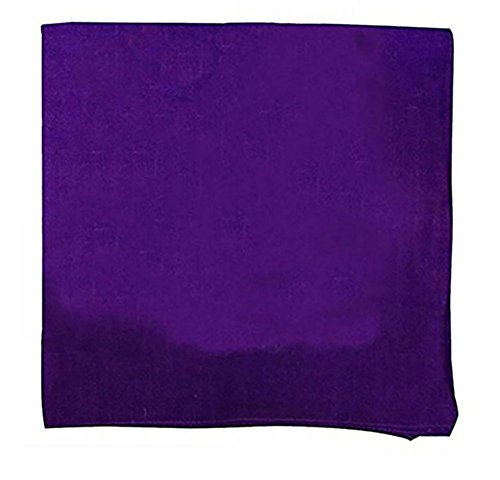 One Dozen 12 Pack Solid Purple Color Double Sided Print Cowboy Novelty 100% Cotton Bandana Scarf by M.H.I.