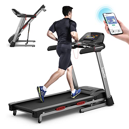 Image of GYMAX Folding Treadmill with 4.75HP, 15% Auto Incline, App Control & Bluetooth Speaker, Portable Self-Standing with Pules Sensor for Home Gym