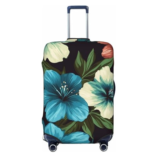 Housse de protection pour valises XL motif fleurs d'hibiscus noir pour grand chariot de voyage