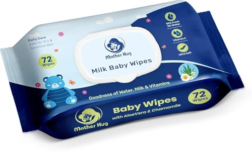 Image of with AloeVera & Chamomile, Vitamin E, Ultra Soft, Safe for Dry & Sensitive Skin, 72 Wipes (Pack of 1)