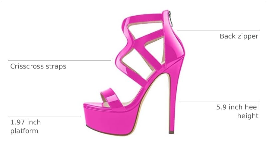 Image of richealnini Women's Crisscross Platform Stiletto High Heels Strappy Sandals with Zipper