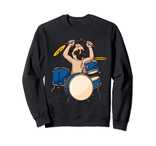 Funny Pug Drummer T Shirts for Men Women Boys Gifts Sudadera