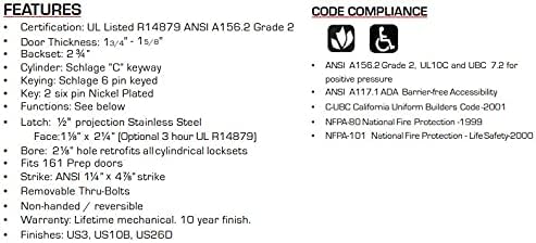 Trans Atlantic DL-LSV53-US26D Saturn Series Entry Cylindrical Grade 2 Lever Set, Brushed Chrome image 5