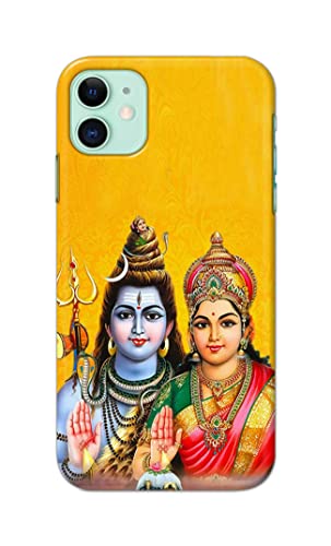 Image of PRINTFIDAA Lord Shiva Parvati Yellow Background Printed Designer Hard Back Case Cover for Apple iPhone 11 (6.1 inch), A2221, A2111 -(SF) MVN1008
