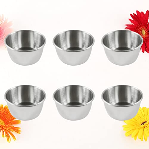 Angoily Copos de Molhos de Condimento de Aço Inoxidável: 6 Peças Mini Tigela de Imersão Ramekins Red