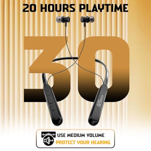 Image of Kratos N1 Neckband Bluetooth Headphones with 30 Hours Playtime with 13mm Drivers, Rich Music Experience, Type C Fast Charging, Neckband Earphones with Voice Assistant & IPX4 Water Resistant