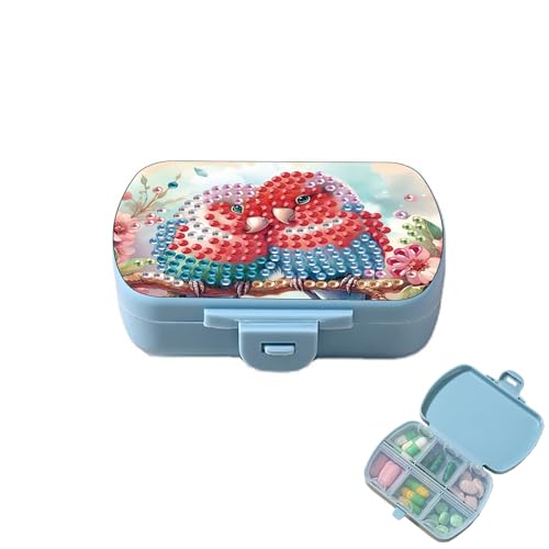 Image of ARTopet Diamond Art Painting Mini Storage Box with 6-Grid Creative Design Compact Portable Small Case for Purse Travel Daily (Love Birds)