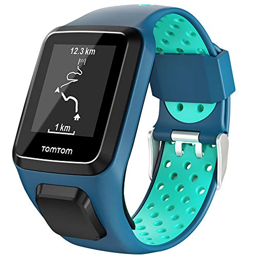 Keweni Compatible con Correa TomTom, Correa de Reloj de Silicona de Repuesto para Tomtom Adventurer Golfer 2 / Runner 2/3 Spark/Spark 3 (Azul menta)
