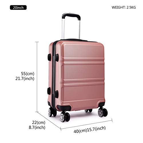 Kono 3 stuks bagageset 4 wielen spinner trolley koffer lichtgewicht ABS bagage 20 inch 24 inch 28 inch (3-delige set nude), Naakt, 3-piece set Nude, Bagage set - Afbeelding 3