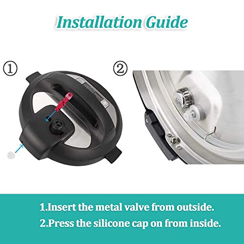 Zylione 2 Pack Float Valve - Replacement Parts with 6 Sealer Gasket - Replacement Float Valve wiht Silicone Caps for Pressure Cooker Duo/Duo Plus/Lux 8 QT,(2 Float Valves 6 Silicone Caps)