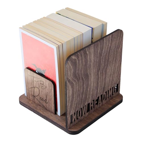 Pequeña estantería de escritorio, pequeña librería para espacios pequeños - Organizador de estantes para libros - Organizador de escritorio de madera, expositor de escritorio, organizador de