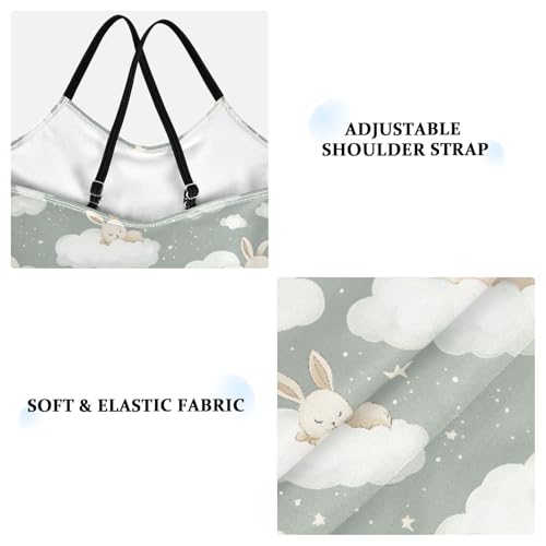 senya Girls Swimsuits One-Piece Swimwear Tie Bathing Suit Beach Summer Round Neck 7-8T Cloud Rabbit Pattern3