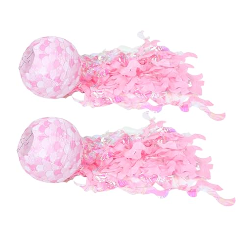 Mikinona 2 Piezas Linternas de Papel Medusa para Fiesta de Cumpleaños Oceánica Decoración Colgante Ligera para Fiestas de Sirena y Shower de Farolillos Temáticos Rosa