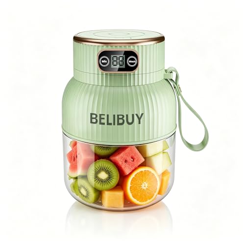 BELIBUY Portable Blender, 600ml(20oz), USB-C Rechargeable Cordless Personal Smoothie Maker, 10-Blade Mini blender for Juice & Shakes, BPA-Free, Ideal for Gym, Office, Travel