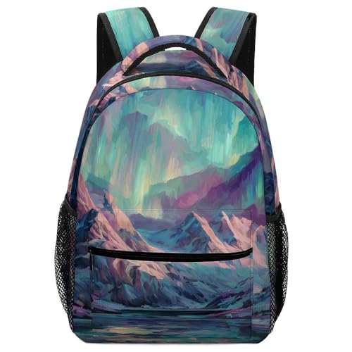 Aurora Northern Lights Unisex Backpack Casual Daypacks Lightweight Shoulders Bag for Camping Hiking Travel