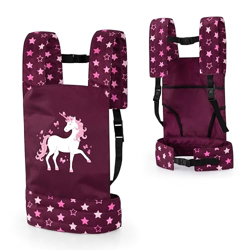 Bayer Design 62223AA Puppentrage EasyCarry, gepolstert, verstellbare Riemen, hinten und vorne tragbar, für Puppen und Plüschtiere, Bordeaux, Rosa, Einhorn Bayer Design 62223AA Puppentrage EasyCarry, gepolstert, verstellbare Riemen, hinten und vorne tragbar, für Puppen und Plüschtiere, Bordeaux, Rosa, Einhorn