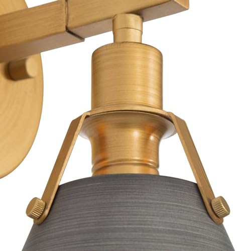 Image of Gold Wall Sconce 2 Pack, Modern Antique Wall Mounted Light Fixture for Bedroom, Bathroom, Living Room, and Hallway, Vintage Brass and Brushed Grey Finish