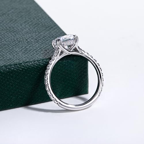 Bo.Dream Cubic Zirconia Engagement Rings for Women 2ct Cushion Cut Platinum Plated 925 Sterling Silver4