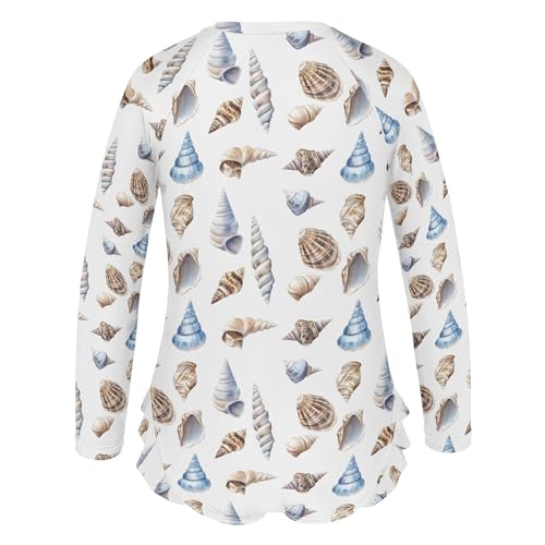 Conch Girls Long Sleeve Rashguard Swimsuit UV Protection One-Piece Swimwear Bathing Suit B04038253