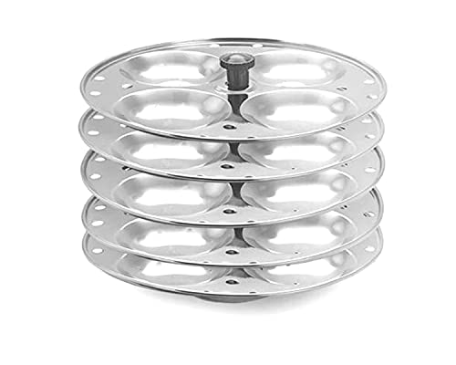 Image of BLeaf Stainless Steel-Regular Idli Stand /Idli Plates (5 Plates, 20 Idlis)