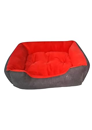 UR PET Supplier Durable Warm Dog Bed, Washable Sleeping Puppy Bed, Soft Calming Cat Beds for Indoor (RedGrey) (Size : S)