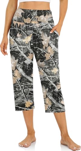 Image of UEU Women's Yoga Capri Pants Loose Soft Drawstring Workout Sweatpants | Comfortable Stretchy Fabric, Casual Lounge Pants, Side Pocket, Workout Travel Daily Wear