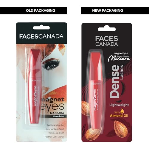 Facescanada Volumizing Mascara | Lightweight Formula with Almond Oil for Nourished, Dense & Fuller Looking Lashes | Smudge Proof, Long Lasting Eye Makeup | 0.32 Fl Oz (9.5ml)