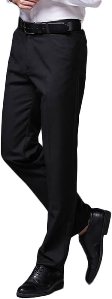 Mi Bo Tong Men's Dress Pants Slim Fit Wedding Suit Pant Stretchy Business Trousers Front Flat Casual Dress Pants