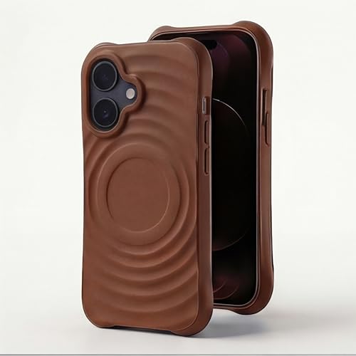 Image of amazon basics Shockproof Case for iPhone 17 | Ripple Pattern | Camera Protection | Protective Cover with Enhanced Grip & Wireless Charging Support - Brown