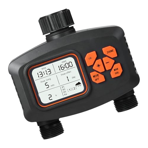 Temporizador de riego automático de dos zonas para invernaderos de jardín, sistemas de riego de plantas, controlador de riego automático para manguera de jardín