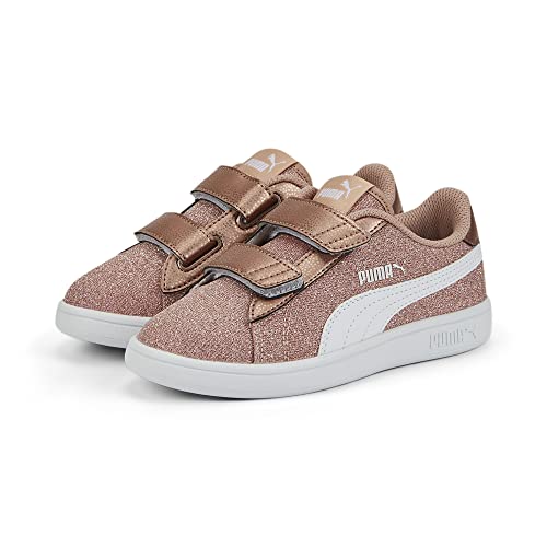 Puma Unisex-Child Smash V2 Glitz Glam Hook & Loop Sneaker, Rose Gold White, 2 Us Unisex Little Kid #TOP5