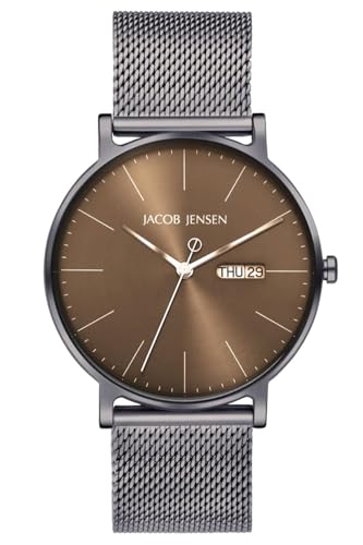 Jacob Jensen Herren-Quarzuhr Titan mit Meshband Mokka 168