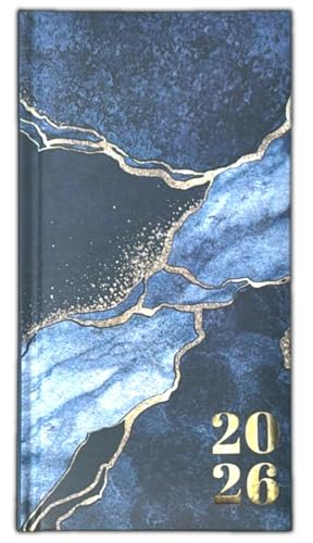 PSO 2026 Diary Slim Week to View Fashion soft padded hardback vintage Diary (Marble)