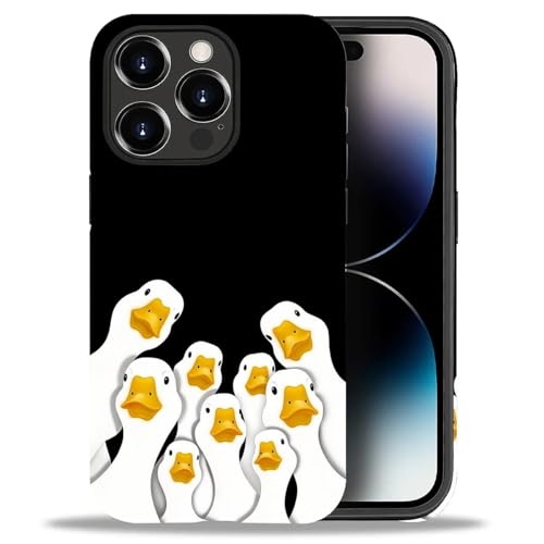 yicomon Compatible with iPhone 14 Pro Case, Funny Duck Pattern Print Matte Phone Case Durable Fashion Funny Liquid Silicone Case Soft Anti-Scratch Shockproof Protective Cover