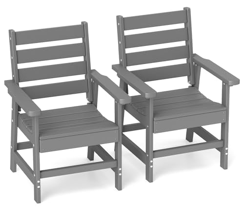 Image of GREENVINES Outdoor Dining Chairs Set of 2 | HDPE | Patio Chair | All-Weather | Grey