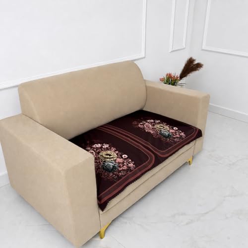 Image of Homerz Premium 'Luxe Series' Sofa Cover | Holland Velvet Fabric | Smooth Finish | Anti-Slip Fleece Backing Couch Protector (Maroon, 2 Seater, Only Seat Cover)