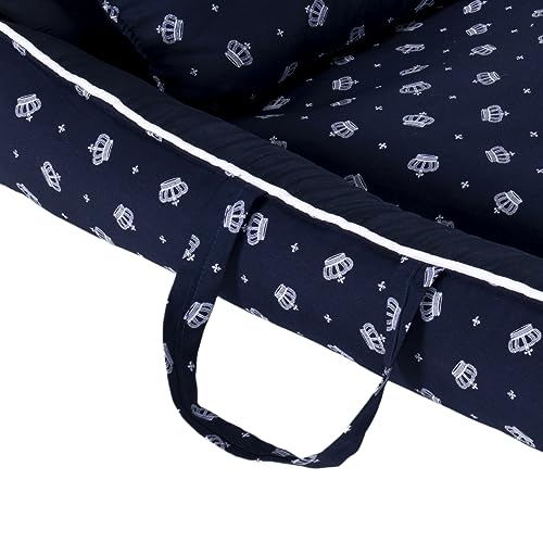 Ninho Redutor Alça Bebê Menino Coroa Azul Marinho 2 Peças