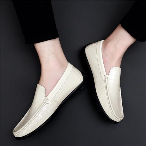 Classic Slip-on Mens Loafers Round Toe PU Leather Plaid Comfortable Anti-Slip Flexible Wedding Driving3