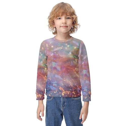 Rainbow Color Glitter SparkleChildren's Casual Pullover Sweatshirt Loose Fit8-10Y
