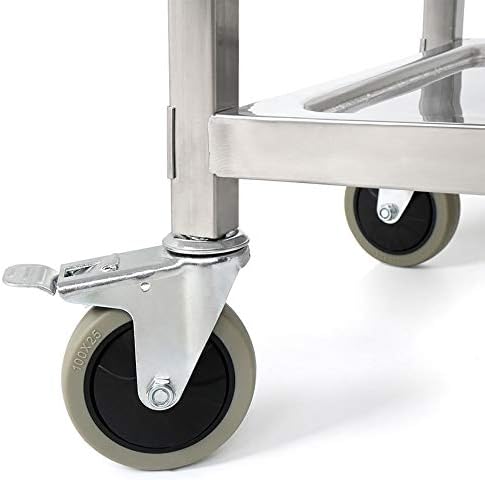 Hyner 3 Tier Stainless Steel Kitchen Trolley Cart, Serving Kitchen Trolley Kitchen Cart with Locking Wheels