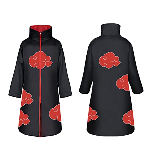 ACWOO Akatsuki Cloak, Akatsuki Coat Set with Headband Ring Necklace, Unisex Ninja Cloak Ninja Long Robe, Halloween and Christmas Anime Cosplay Costume Cape for Kids and Adult