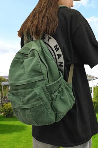 GAMLFL Green Canvas Retro Backpack