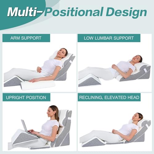 Ganaver GA-6PCS1 6Pcs Wedge Pillow For Sleeping, Orthopedic Bed Wedge Pillows For After Surgery, Foam Triangle Sit Up Pillow Wedge For Back, Neck, Shoulder Support thumb #5