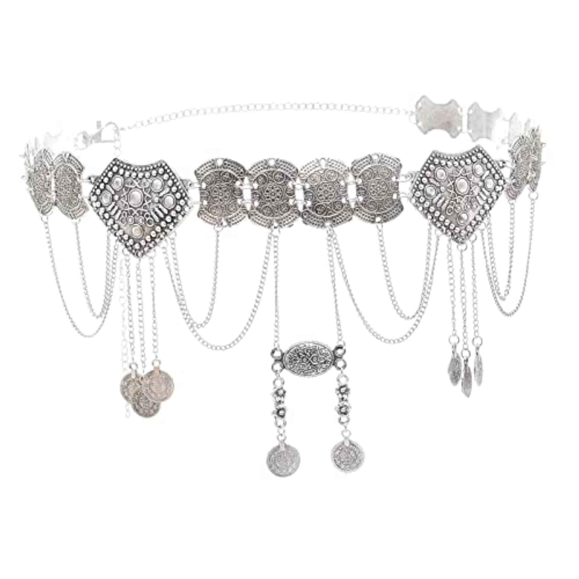 Alloy Silver Belly Dance Waist Chain with Tassels