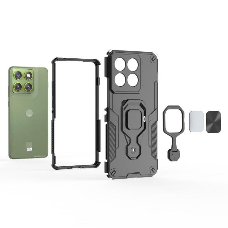 Image of Lustree Shockproof Back Cover with 360?? Metal Ring-Holder ??? Compatible with Motorola Edge 70 5G (Black)