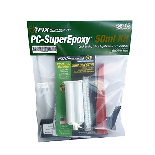PC Products PC-Super Epoxy Adhesive Paste Kit, Two-Part with 50ml Cartridge and PPM-50 Dispensing Gun, Translucent 588