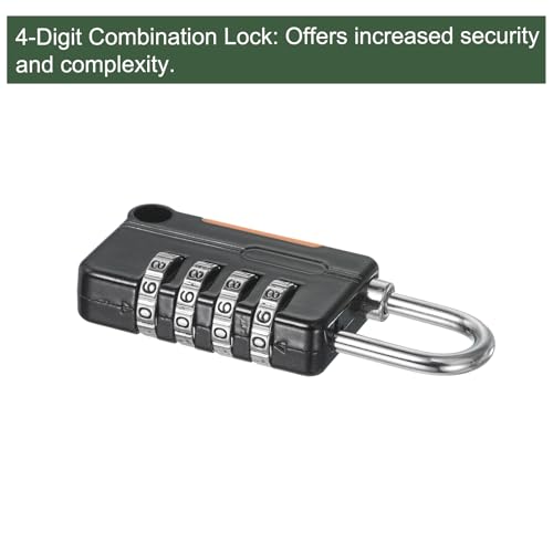 Image of YOKIVE 1 Set 4 Digit Combination Locks with Security Cable, Outdoor Padlocks | Steel Lock Chains Great for Lockers, Luggage, Bike (Black, 6.5-Feet)