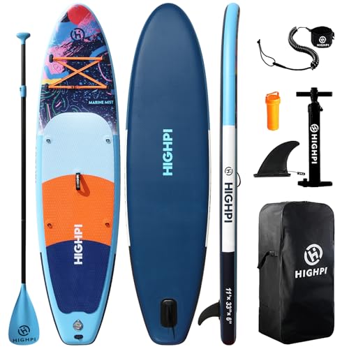 Highpi Inflatable Stand Up Paddle Board for Youth and Adults – Wide Sup with Premium Accessories, Blow Up Paddleboard for Surfing, Fishing, Yoga & M