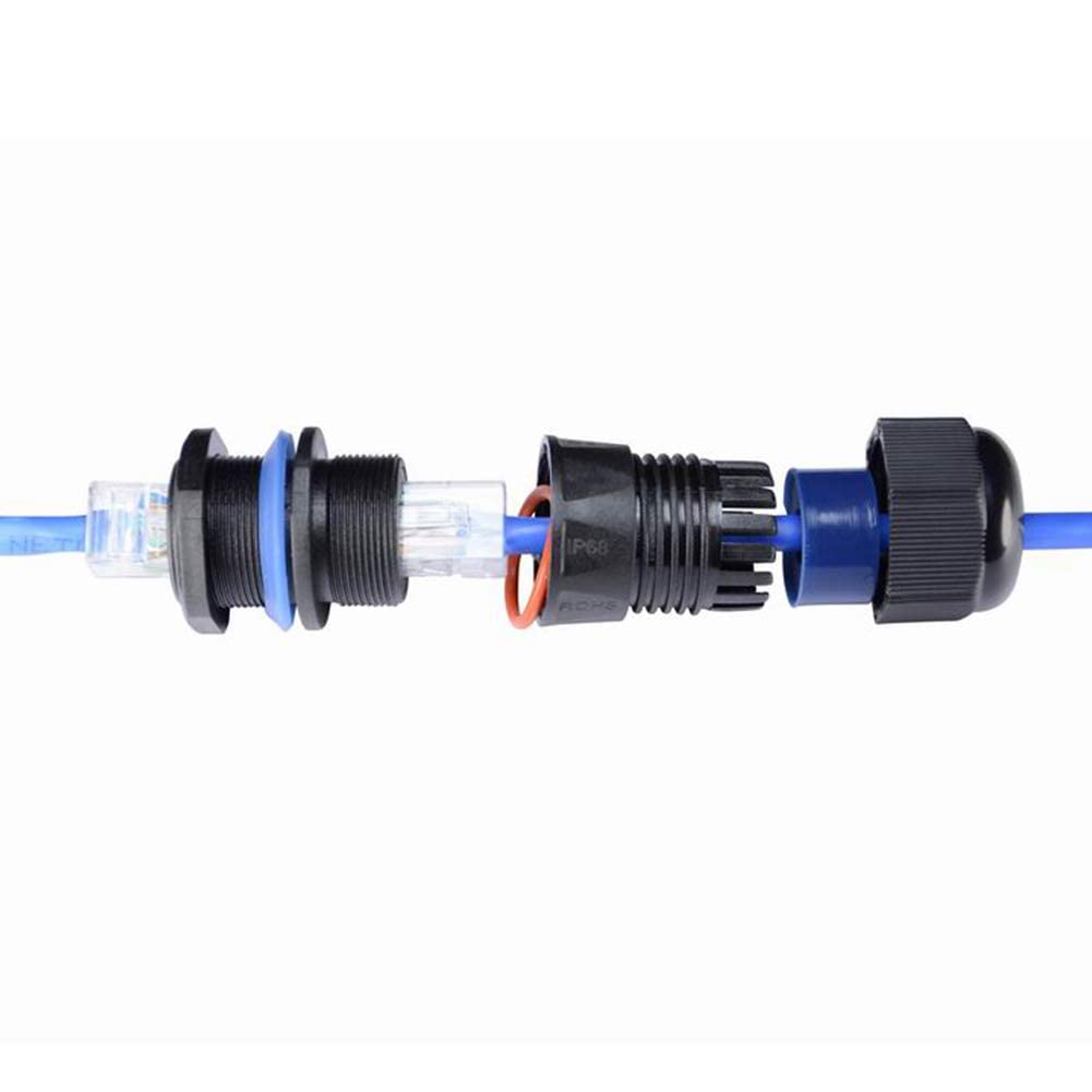 PENGLIN Lot de 5 connecteurs étanches RJ45 pour montage sur panneau | Coupleur de câble Ethernet LAN Cat5/5e/6 avec couvercle étanche/anti-poussière pour réseau extérieur
